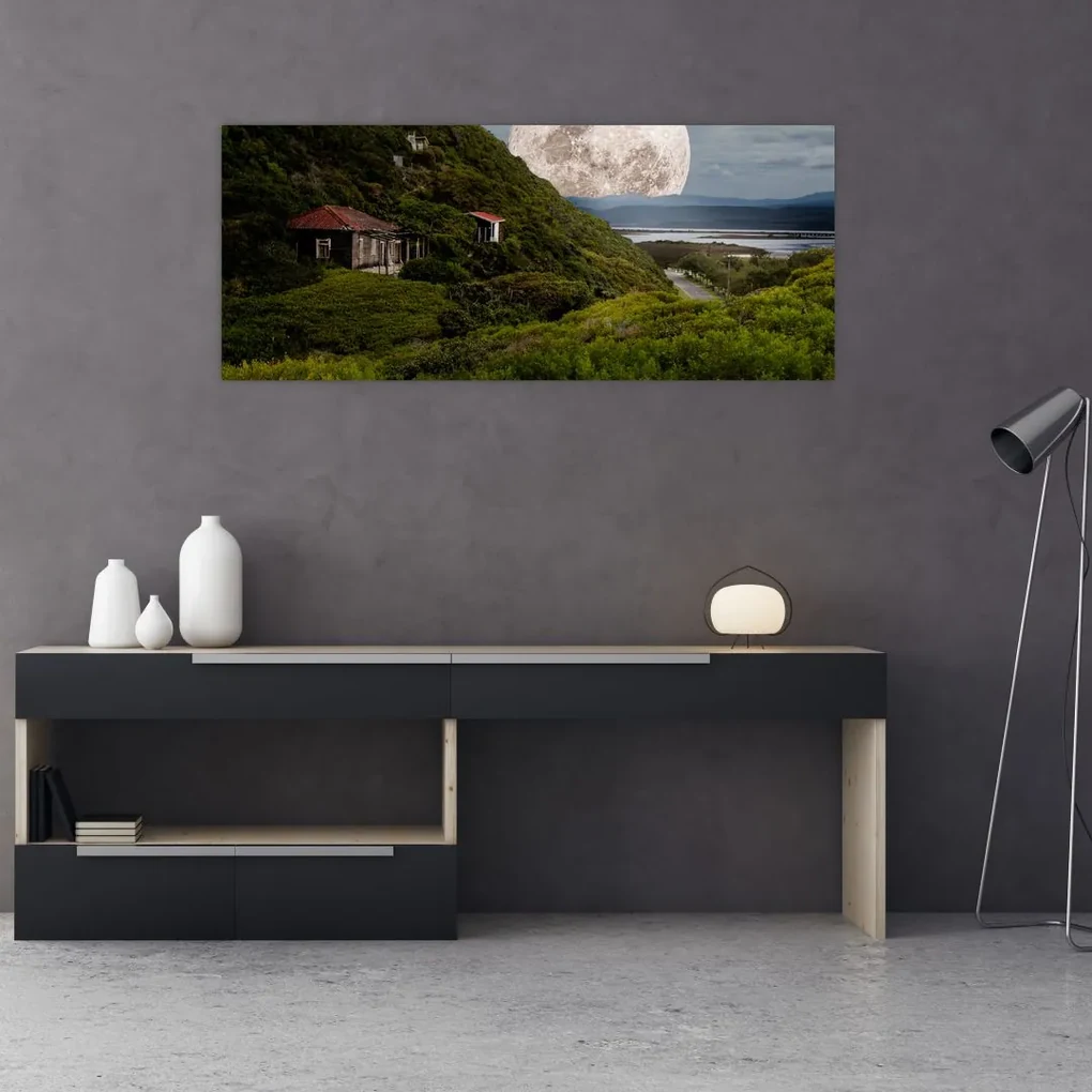 Obraz krajiny s mesiacom (120x50 cm)