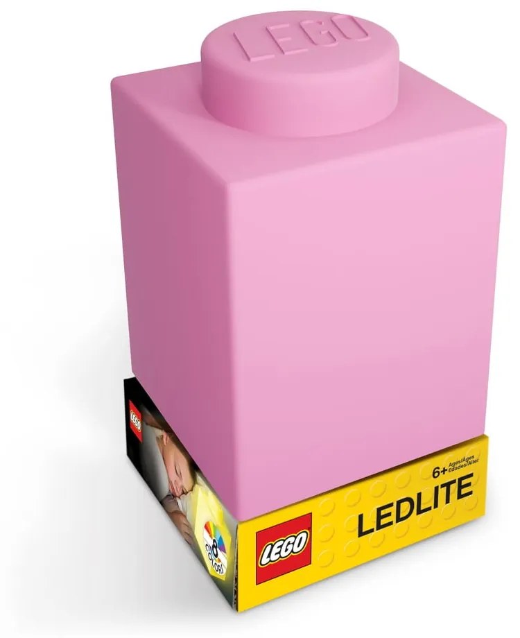 Ružové silikónové nočné svetielko LEGO® Classic Brick