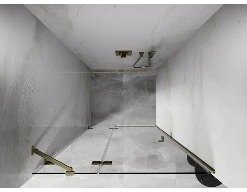 Mexen, Mexen Lunar ľavé otočné sprchové dvere 125 cm, transparentné, brúsené zlato - 834-125-000-55-00-L