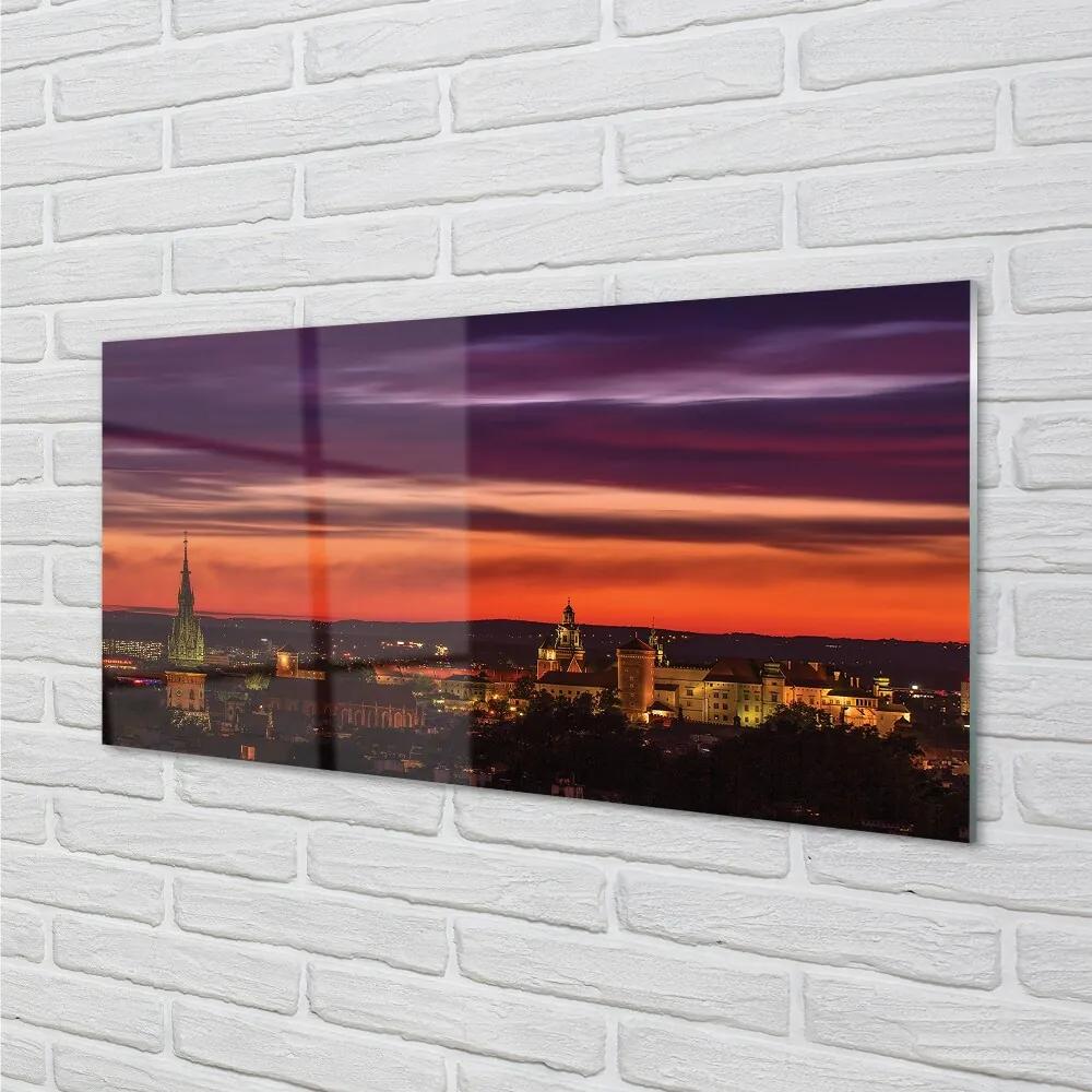 Sklenený obraz Krakov nočné panorama 140x70 cm