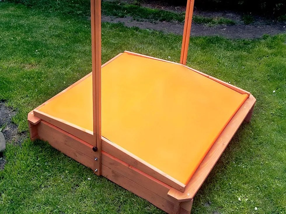 Jokomisiada Drevené pieskovisko so strieškou žlté 120x120 cm