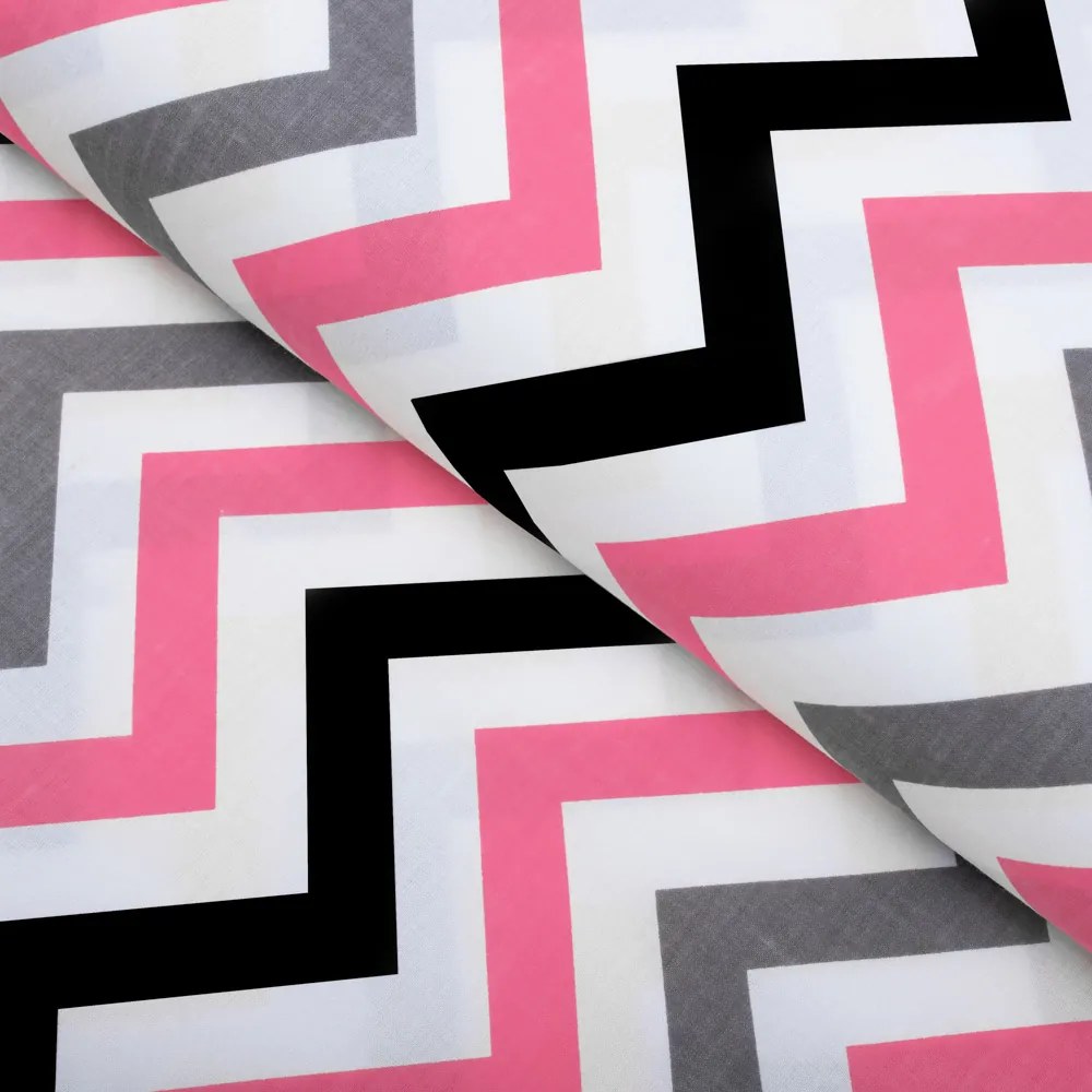 Biante Bavlnený behúň na stôl Sandra SA-377 Ružovo-sivo-čierne cik-cak pásiky 20x160 cm