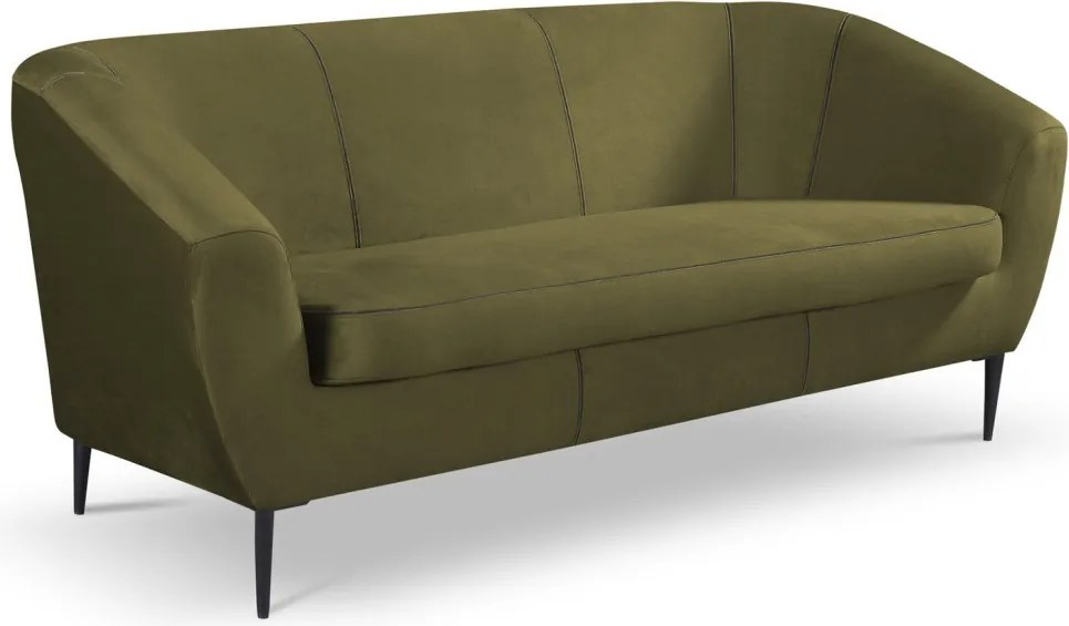 Trojmiestna pohovka Olivio, machovo zelená zamatová tkanina