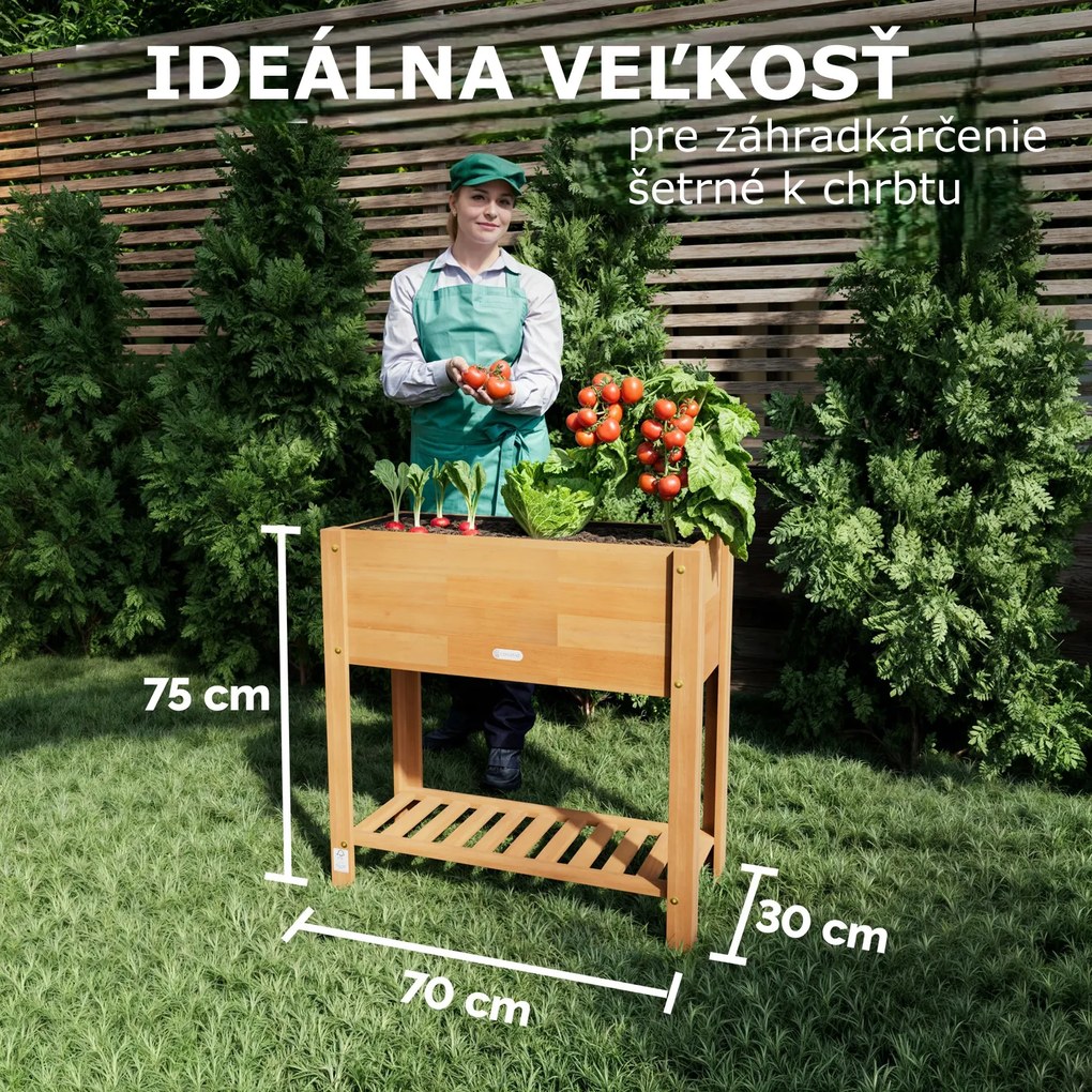 Vyvýšený záhon BOTANICA z akáciového dreva, 68x30x75cm, prírodná hnedá Casaria