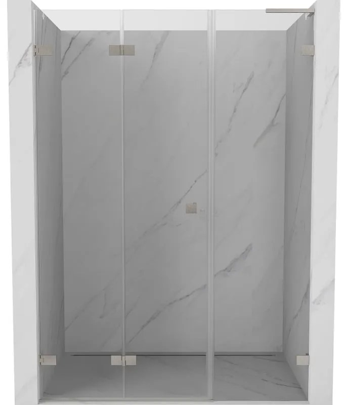 Mexen Lunar-F, L skladacie ľavé sprchové dvere 130 cm, 8mm číre sklo, oceľový profil, 836SL-130-050-97-00-L