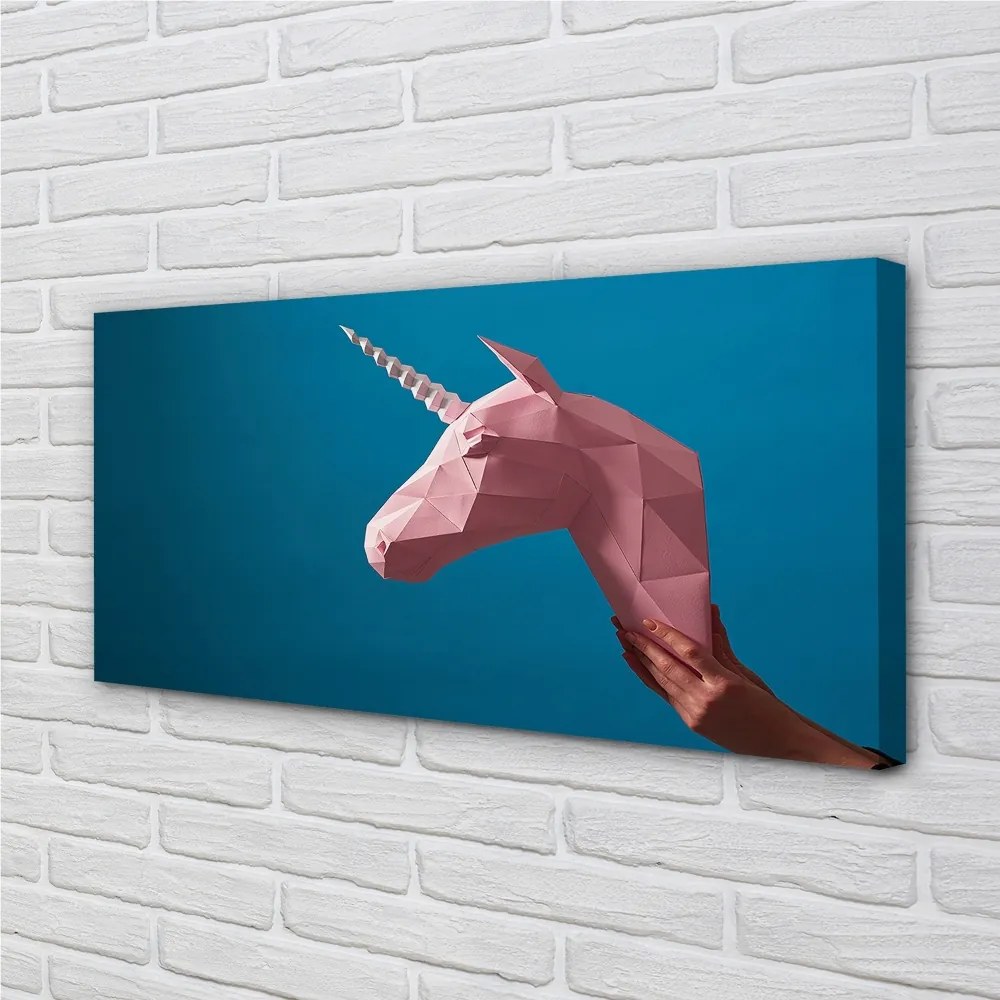 Obraz na plátne Ružový jednorožec origami 125x50 cm