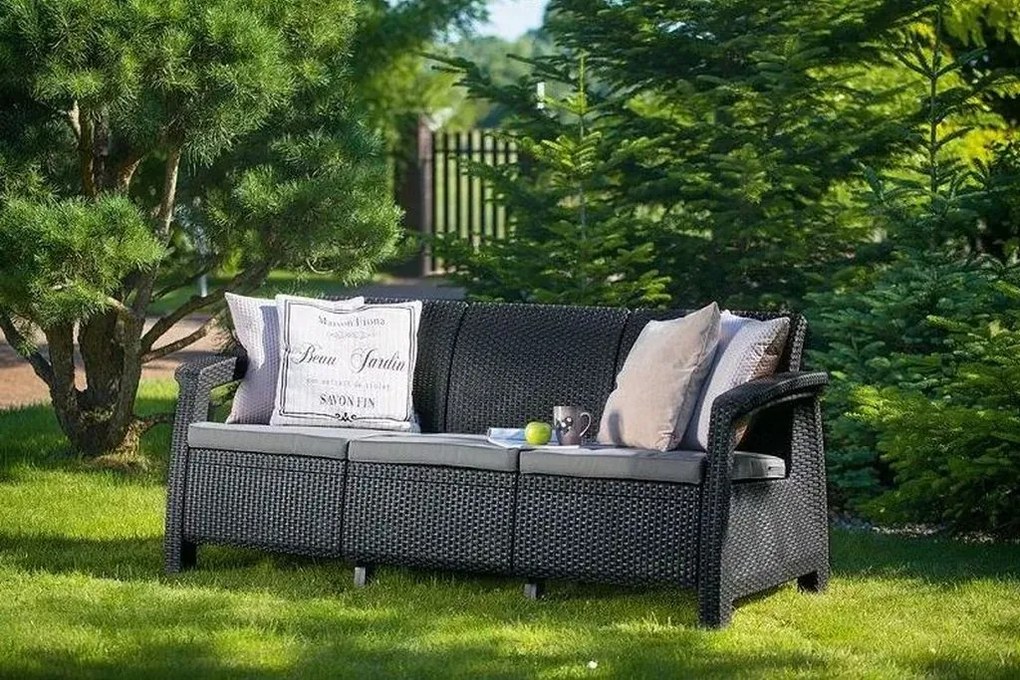 ALLIBERT CORFU LOVE SEAT MAX Pohovka, 182 x 70 x 79cm, grafit/sivá 17197959