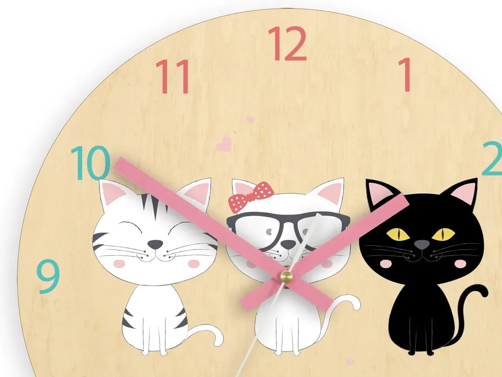Dětské nástěnné hodiny Ami Koťata 30 cm vícebarevné