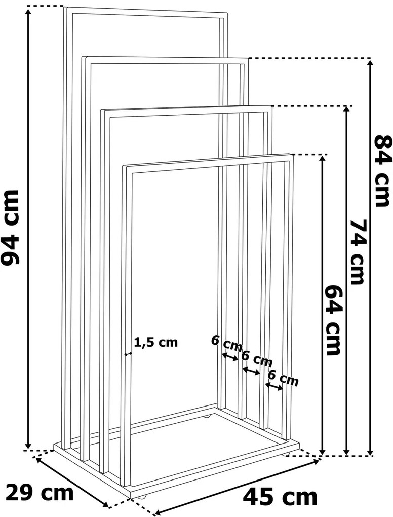 Stojan na ručníky Teri 4-patrový chrom