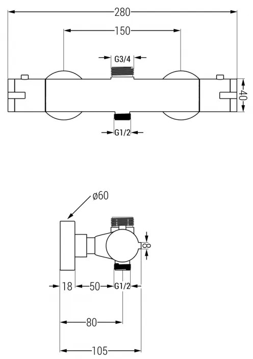 Mexen KAI termostatická sprchová batéria s horným uchytením, ružové-zlato, 77150-60