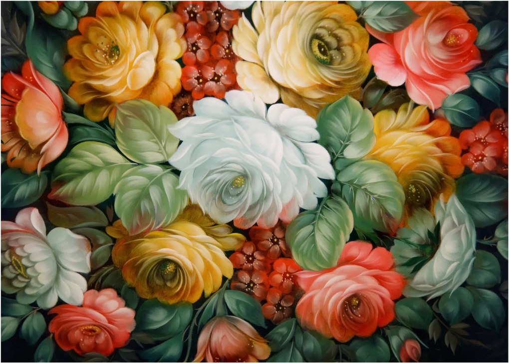 Obraz maľovanej kytice kvetov (70x50 cm)