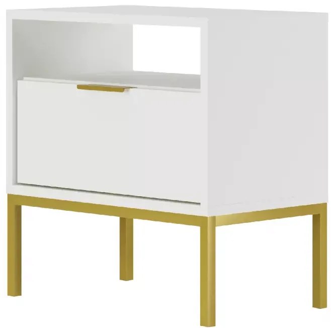 Nočný stolík Austin biely/zlatý