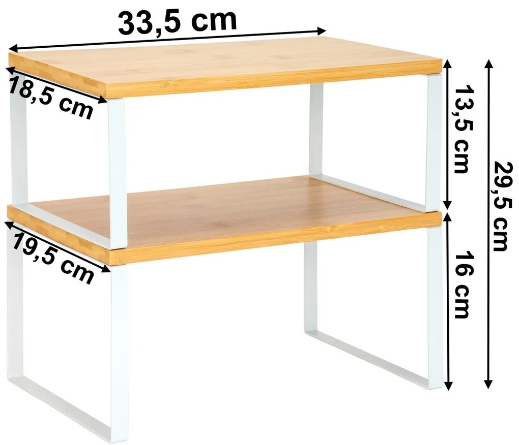 Sada 2 ks kuchyňských polic GINGER bílá/hnědá