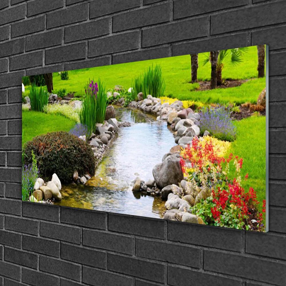 Skleneny obraz Záhrada jazero príroda 120x60 cm