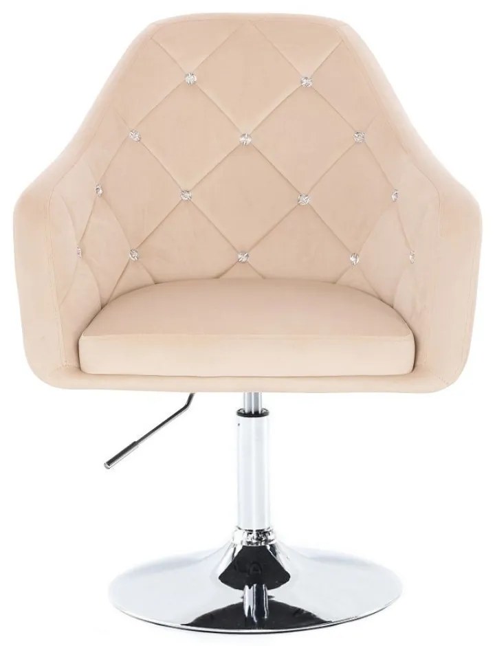 LuxuryForm DESIGN Kreslo ROMA VELUR na striebornom tanieri - krémové