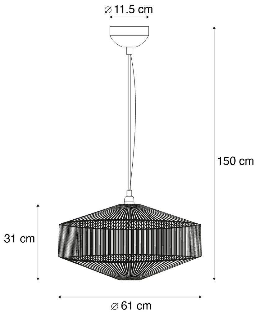 Japandi závesná lampa hnedé lano 61cm - Svea