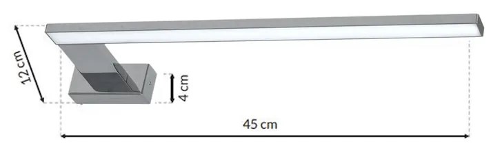 EUlight Nástenné LED svietidlo Shine R, 1x LED 11w, 4000k, (45 cm), ch