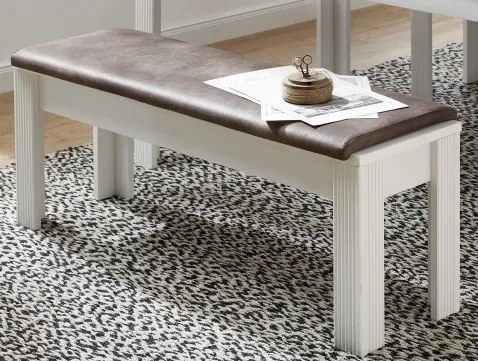 Jedálenská lavica s polstrovaním Jasmin, bielená pínia/hnedá látka%