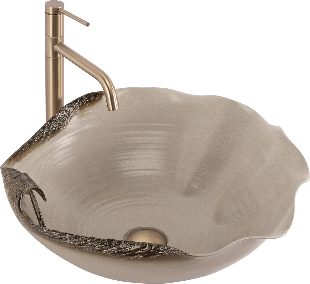 Rea Handmade Art, keramické umývadlo na dosku 490x440x180 mm, béžová, REA-U6326
