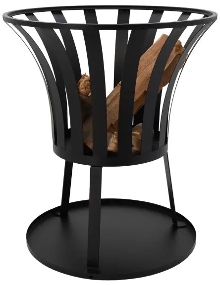 Prenosné ohnisko na drevo s roštom čierna