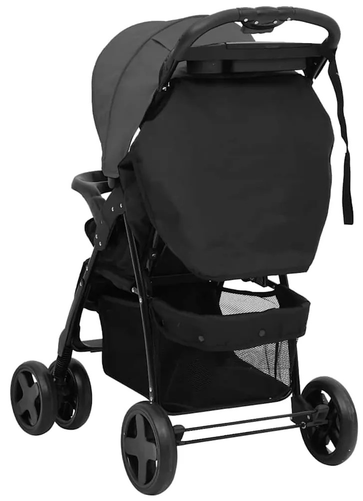 3-v-1 detský kočík tmavosivý a čierny oceľový
