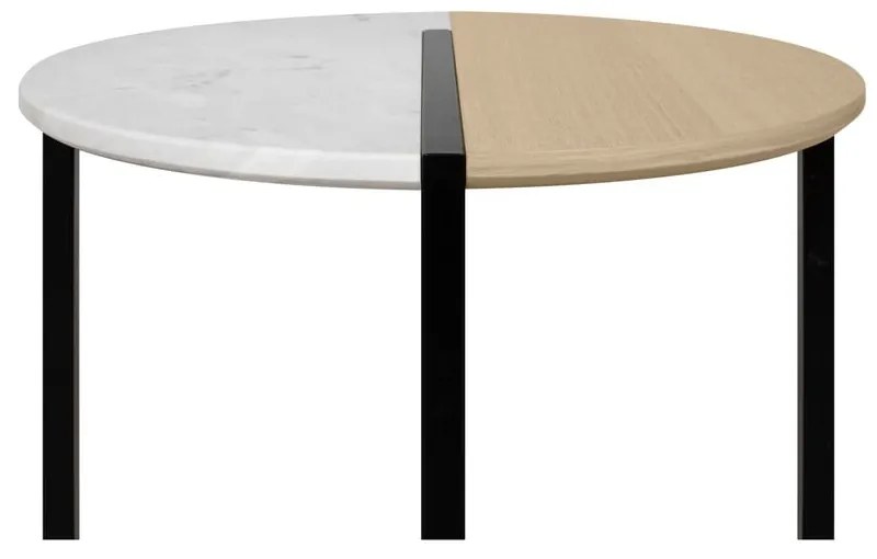 Konferenčný stolík s doskou z dubového dreva a mramoru TemaHome Sonata, ø 80 cm