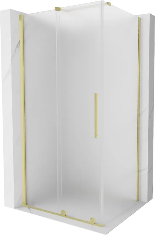 Mexen Velar, sprchový kút s posuvnými dverami 120 x 100 cm, 8mm sklo námraza, zlatá matná, 871-120-100-31-55