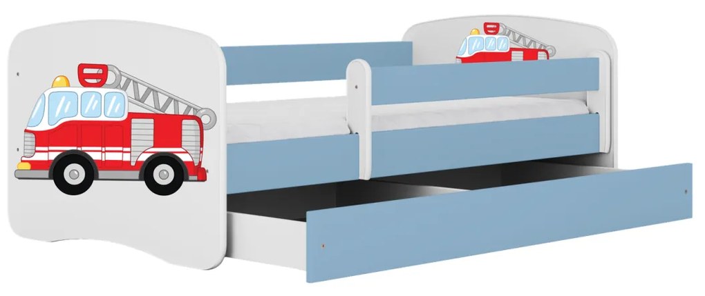 Kocot kids Detská posteľ Babydreams hasičské auto modrá, varianta 70x140, bez šuplíků, s matrací