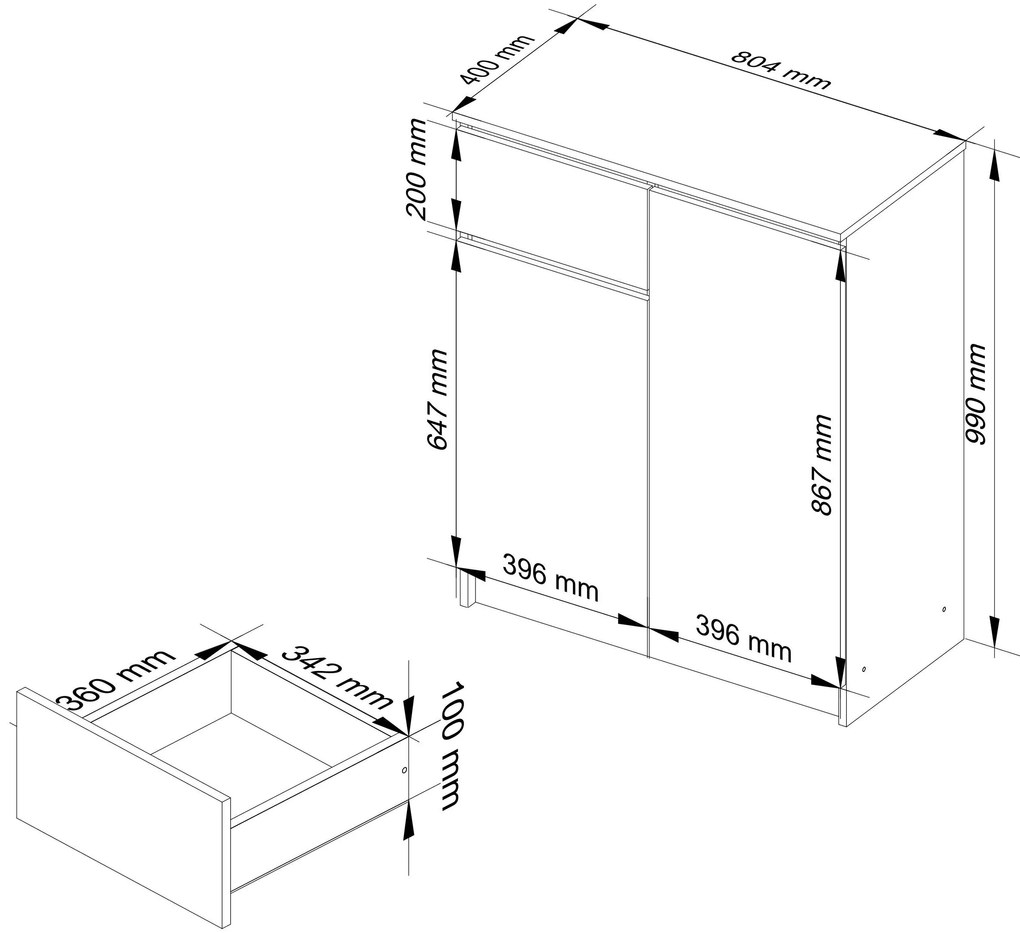 Komoda Kaveri (lesk čierny). Akcia -19%. Vlastná spoľahlivá doprava až k Vám domov. 1128757