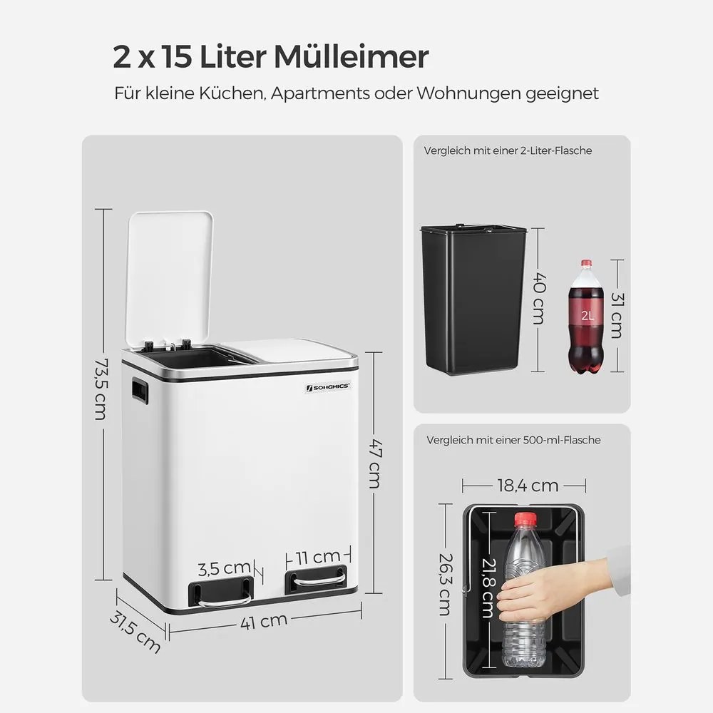 Odpadkový kôš SONGMICS LTB30WT