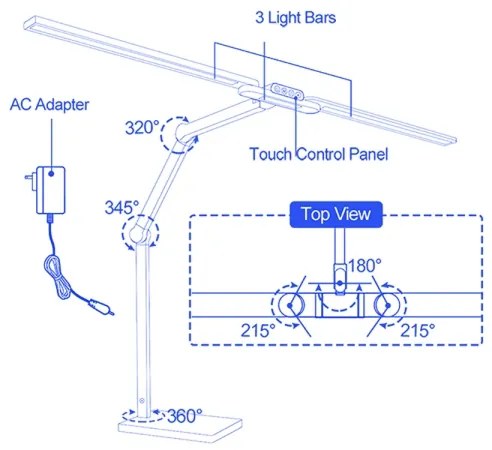 Brilagi-LED Stmievateľná dotyková stolná lampa VARIO LED/24W/230V 3000-6500K čierna