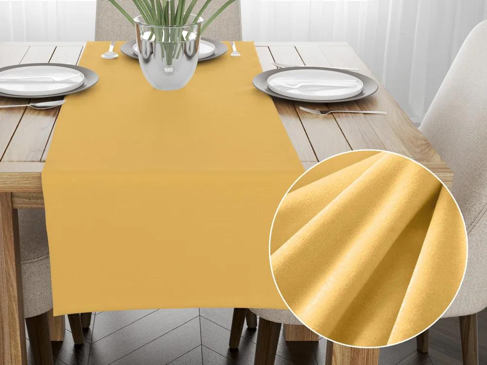 Biante Zamatový behúň na stôl SV-010 Svetlo žltý 35x140 cm