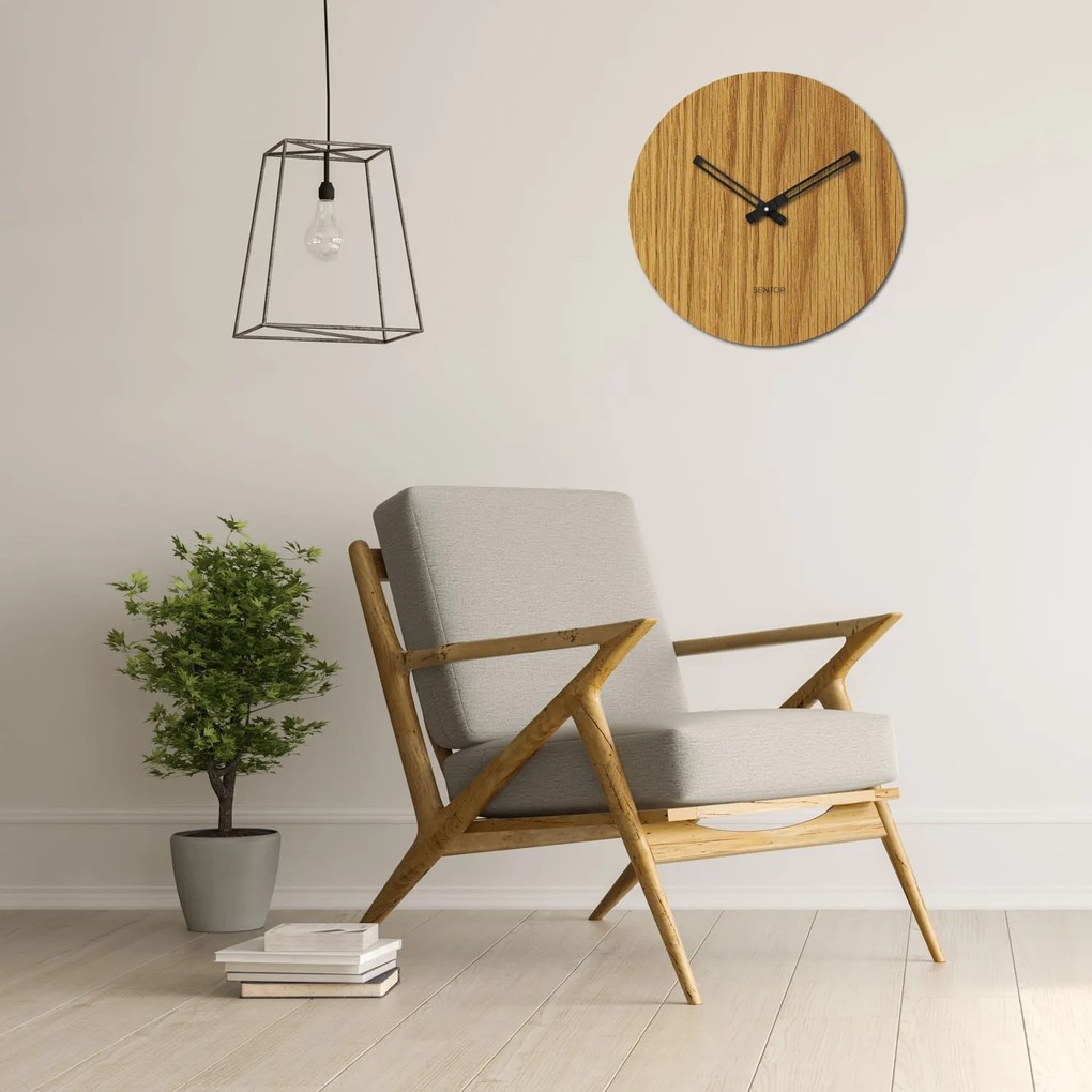 Minimalistické hodiny na stenu kruh - POLTEX: HDF - Javor Svetlé 30 cm 4253-99227 HDFK037