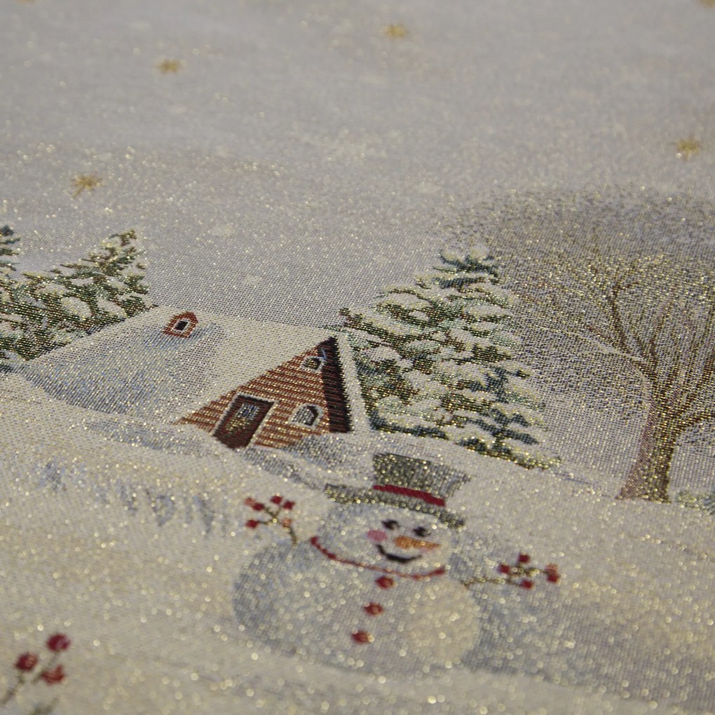VIANOČNÝ GOBELÍNOVÝ BEHÚŇ NA STÔL VILLAGE1 40X100 CM VZOROVANÁ