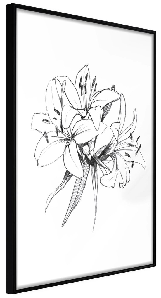 Artgeist Plagát - Drawn Flowers [Poster] Veľkosť: 20x30, Verzia: Čierny rám s passe-partout