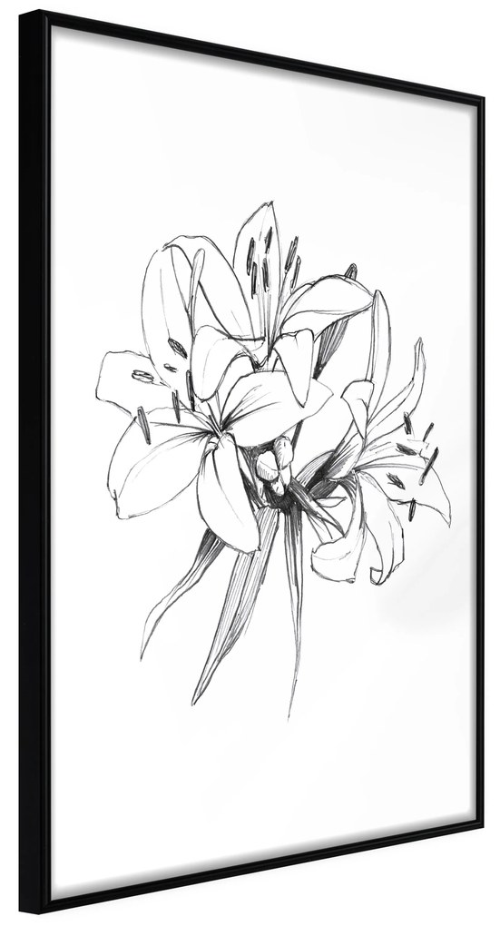 Artgeist Plagát - Drawn Flowers [Poster] Veľkosť: 20x30, Verzia: Zlatý rám s passe-partout