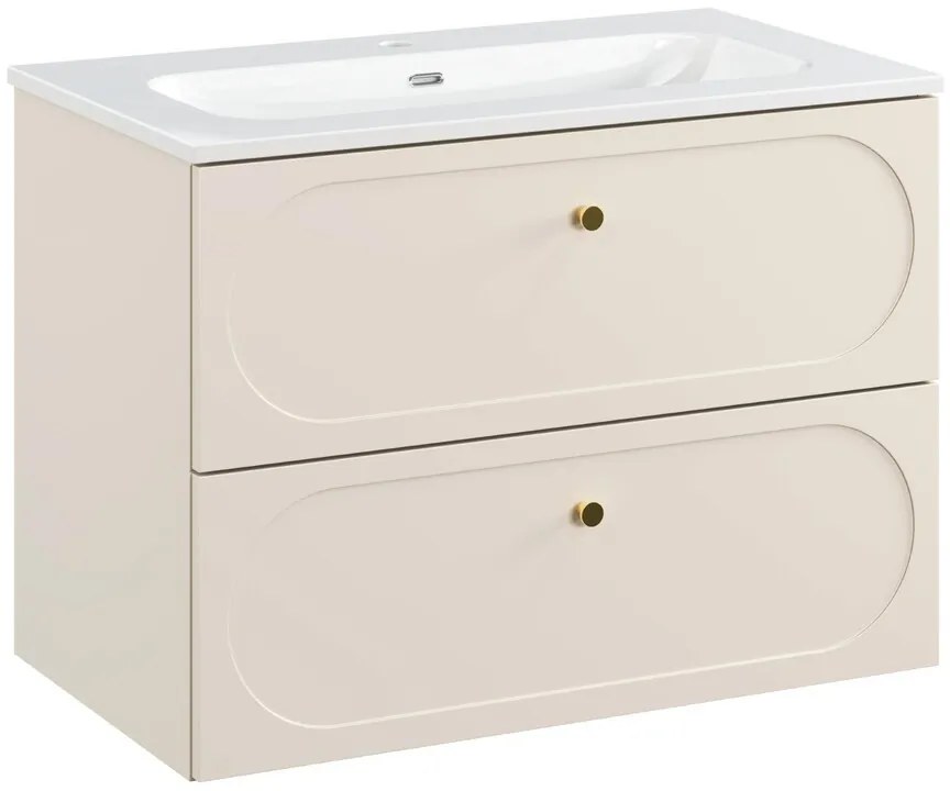 Kúpeľňová skrinka Donna Fly so zápustným umývadlom 80 cm piesková