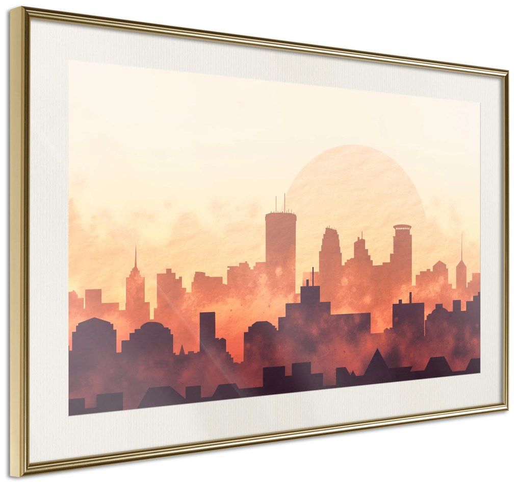 Artgeist Plagát - Heat of the City [Poster] Veľkosť: 60x40, Verzia: Zlatý rám s passe-partout