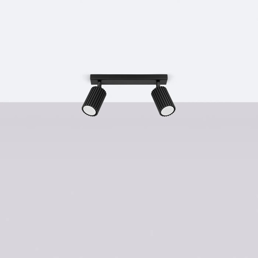 Bodové svietidlo Karbon, 2x čierne kovové tienidlo, (možnosť polohovania)
