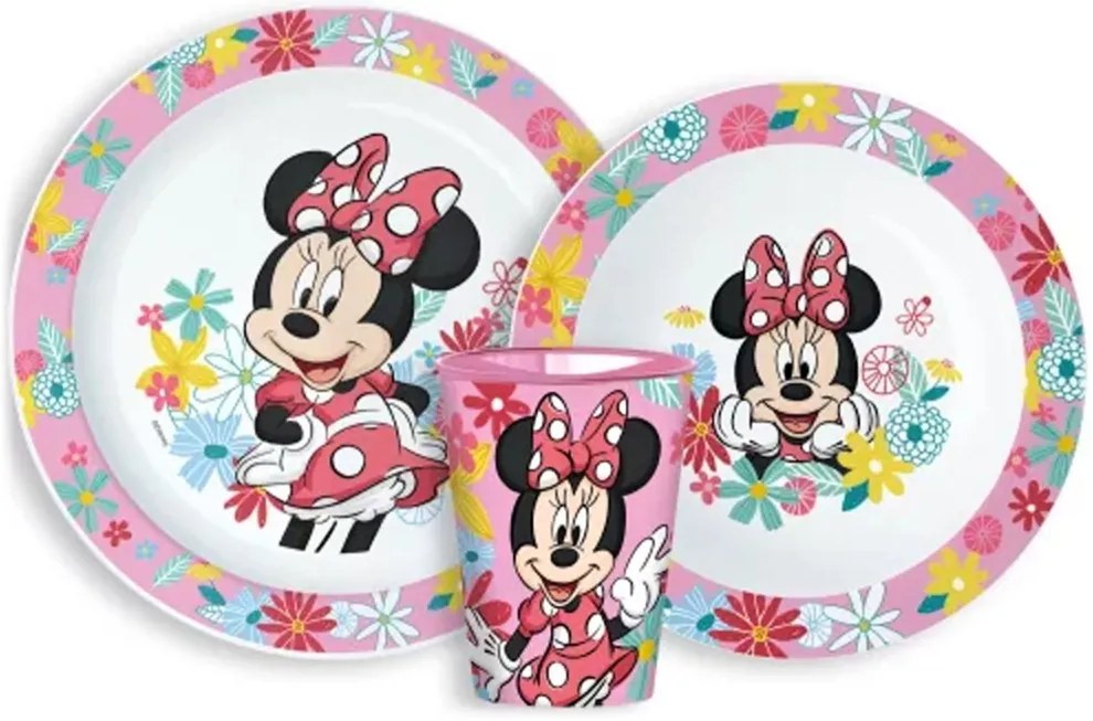 Súprava plastového riadu Minnie Mouse s pohárikom - Disney - 3 diely
