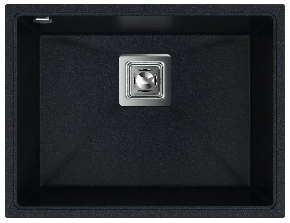 Sink Quality Argon 60, kuchynský granitový drez 550x420x225 mm + chrómový sifón, čierna škvrnitá-Brocade, SKQ-ARG.B.1KBO.60.X