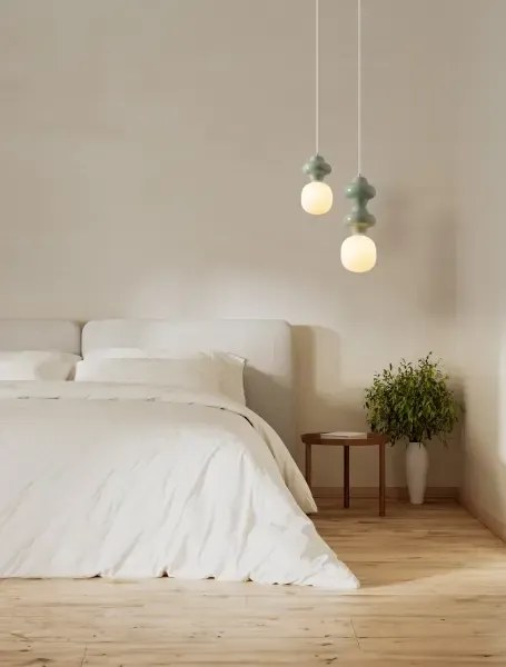 LED zeleno-biely dizajnový luster Clio 1