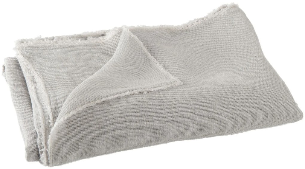 Šedý ľanový prehoz Stonewashed so strapcovitým lemom - 150*0,5*200 cm