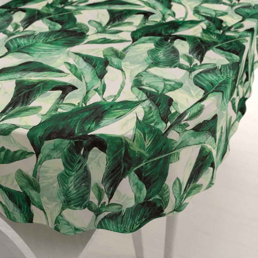 Biante Zamatový oválny obrus Tamara TMR-028 Veľké zelené listy 50x100 cm