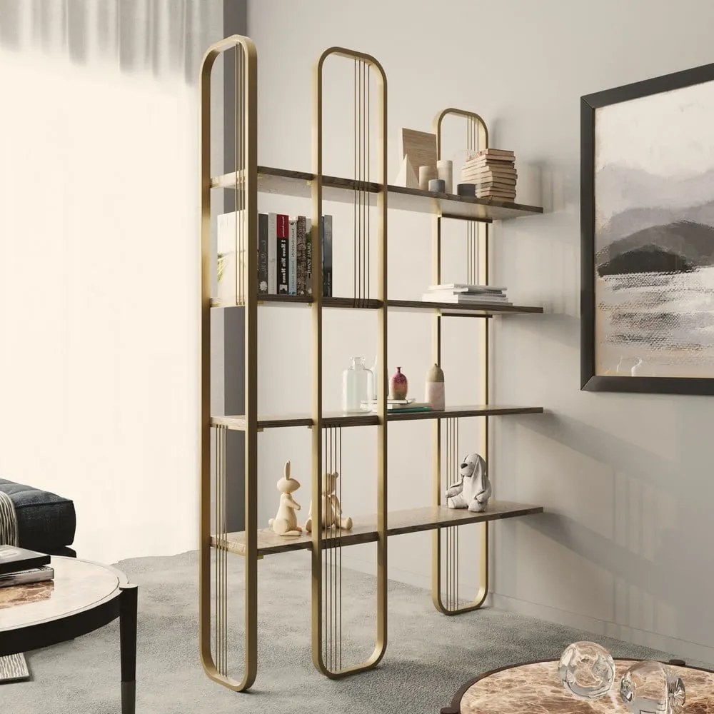 Regál v dekore borovice v zlatej farbe 125x180 cm Sierra – Kalune Design