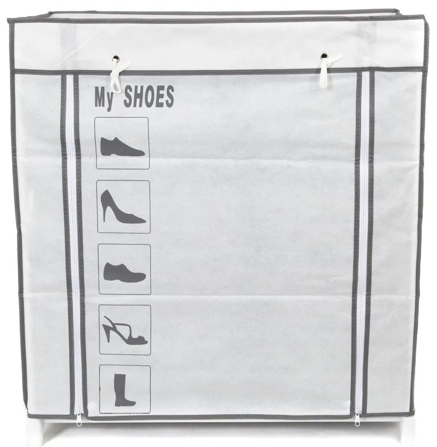 Čierno-biely textilný stojan na topánky Compactor Shoes, 25 priehradiek