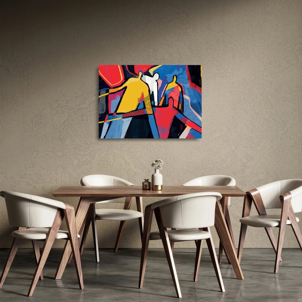 Sklenený obraz - Abstrakcia mužov (70x50 cm)