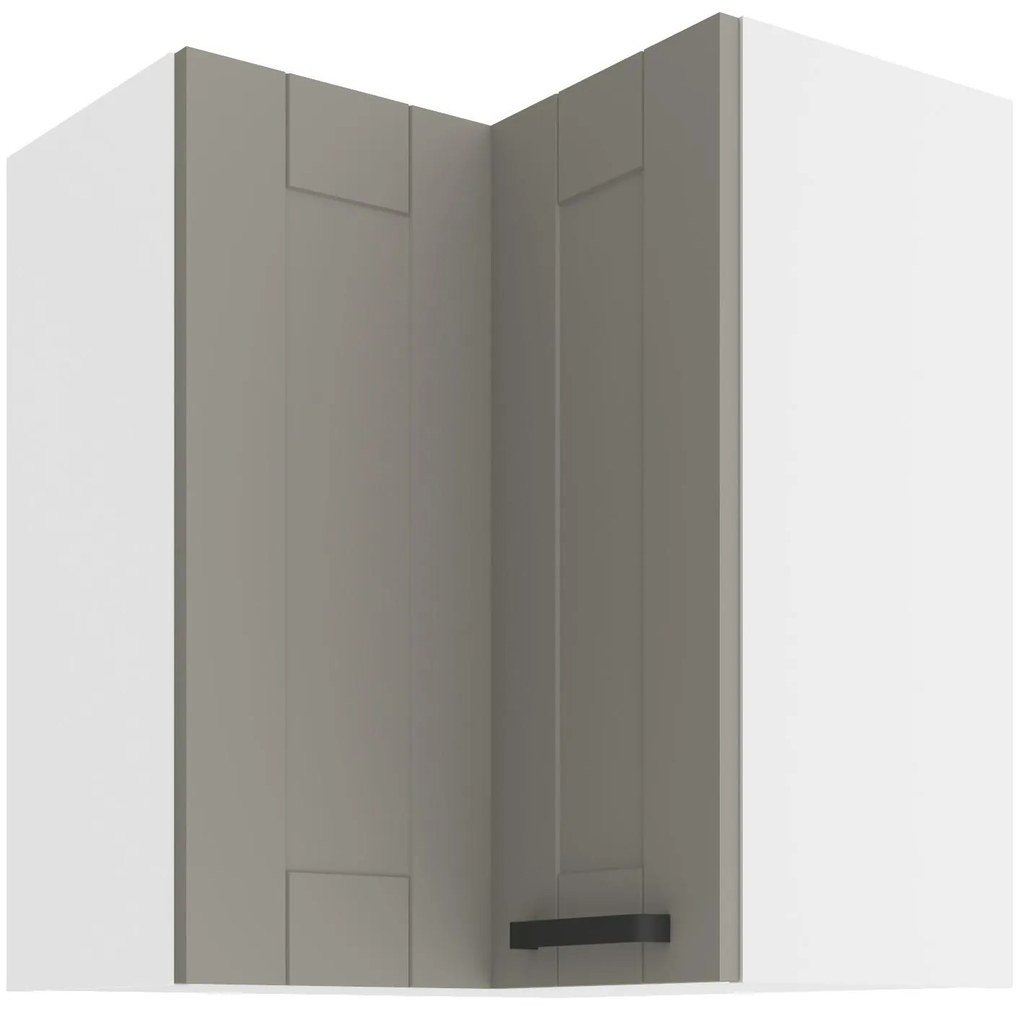 Horná rohová kuchynská skrinka Lucid 60x60 GN-72 2F (90°) (korpus: biela + front: mdf claygrey). Akcia -6%. Vlastná spoľahlivá doprava až k Vám domov. 1134672
