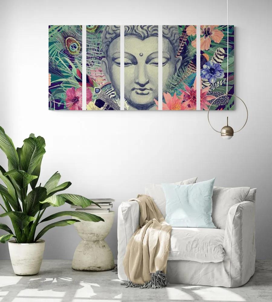 5-dielny obraz Budha v tropickej džungli