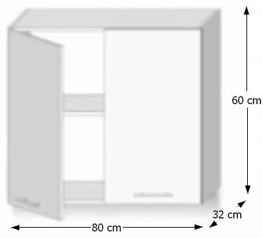 Horná kuchynská skrinka Line White G80 - biely vysoký lesk / dub sonoma